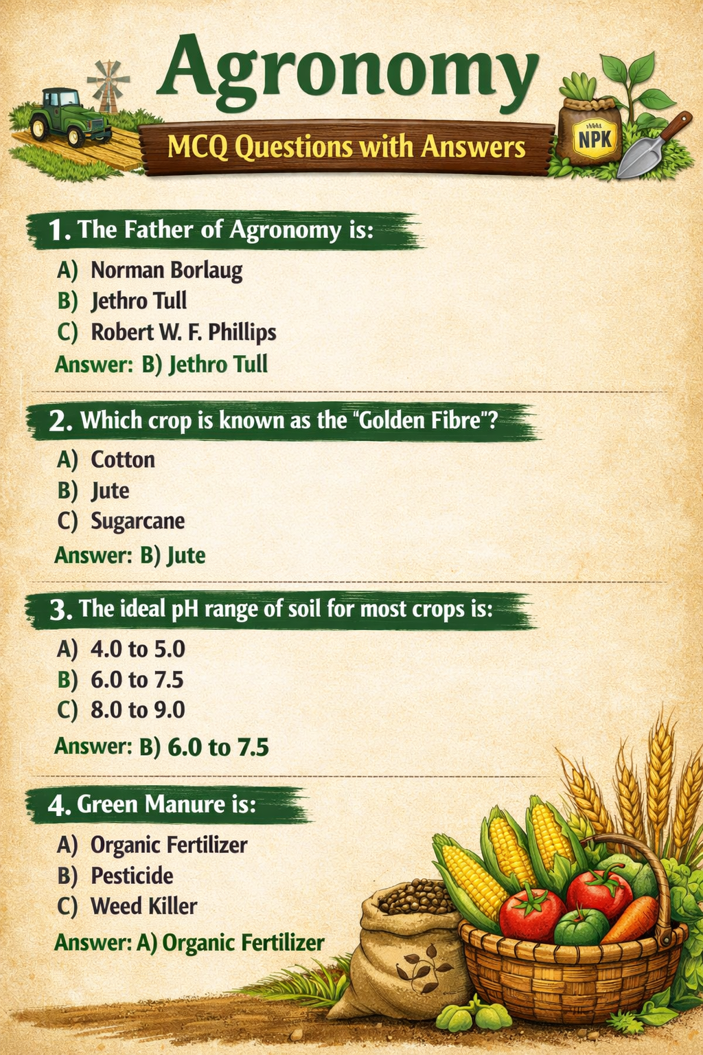 Agronomy MCQ Questions with Answers