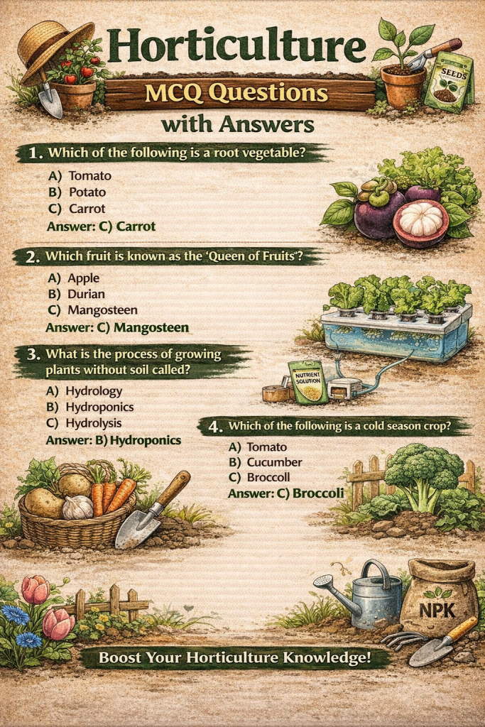 Horticulture MCQ Questions with answers