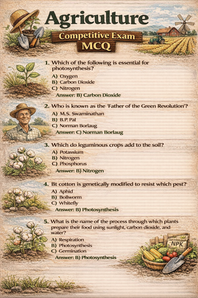 Agriculture competitive exam MCQ
