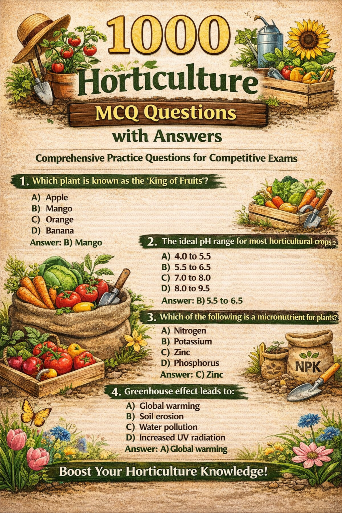 1000 Horticulture Mcq Questions with answers